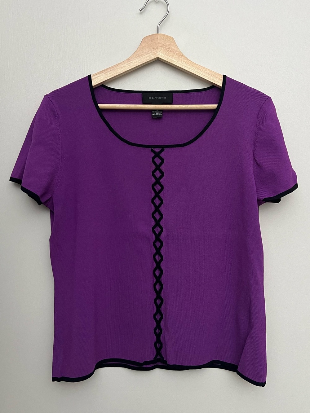 Pointelle Purple Knit Top
